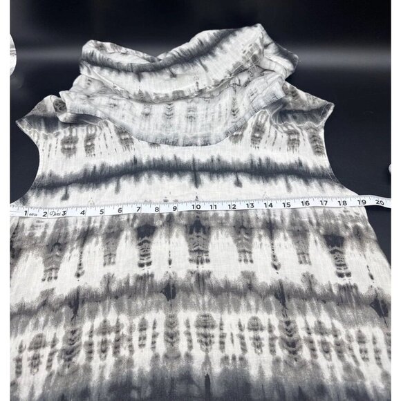 BRYN WALKER NOA Cream Black Tie Dye Linen Cowl Neck Asymmetrical Hem Tunic XS - Picture 10 of 10